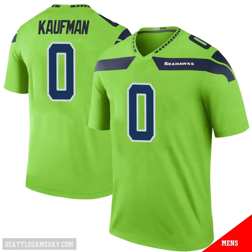 ＃0 Men's DK Kaufman Green Legend Seattle Seahawks Color Rush Neon Jersey