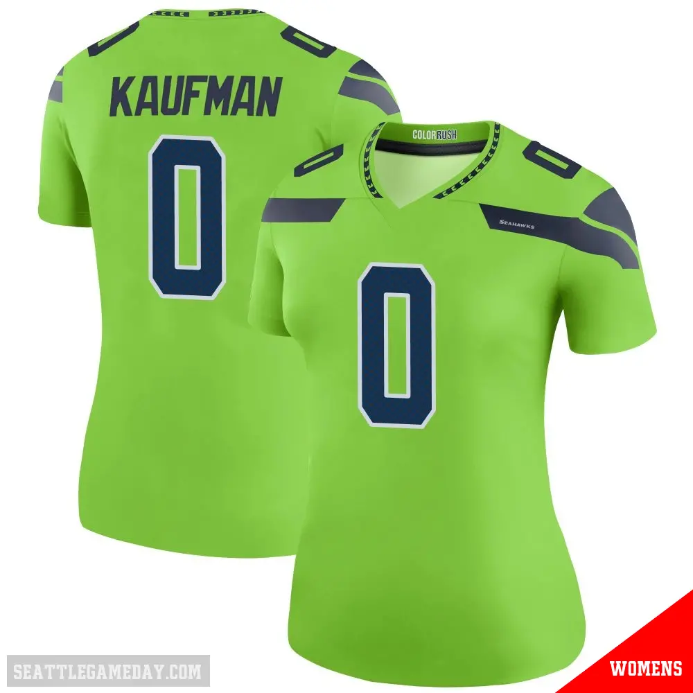 ＃0 Women's DK Kaufman Green Legend Seattle Seahawks Color Rush Neon Jersey