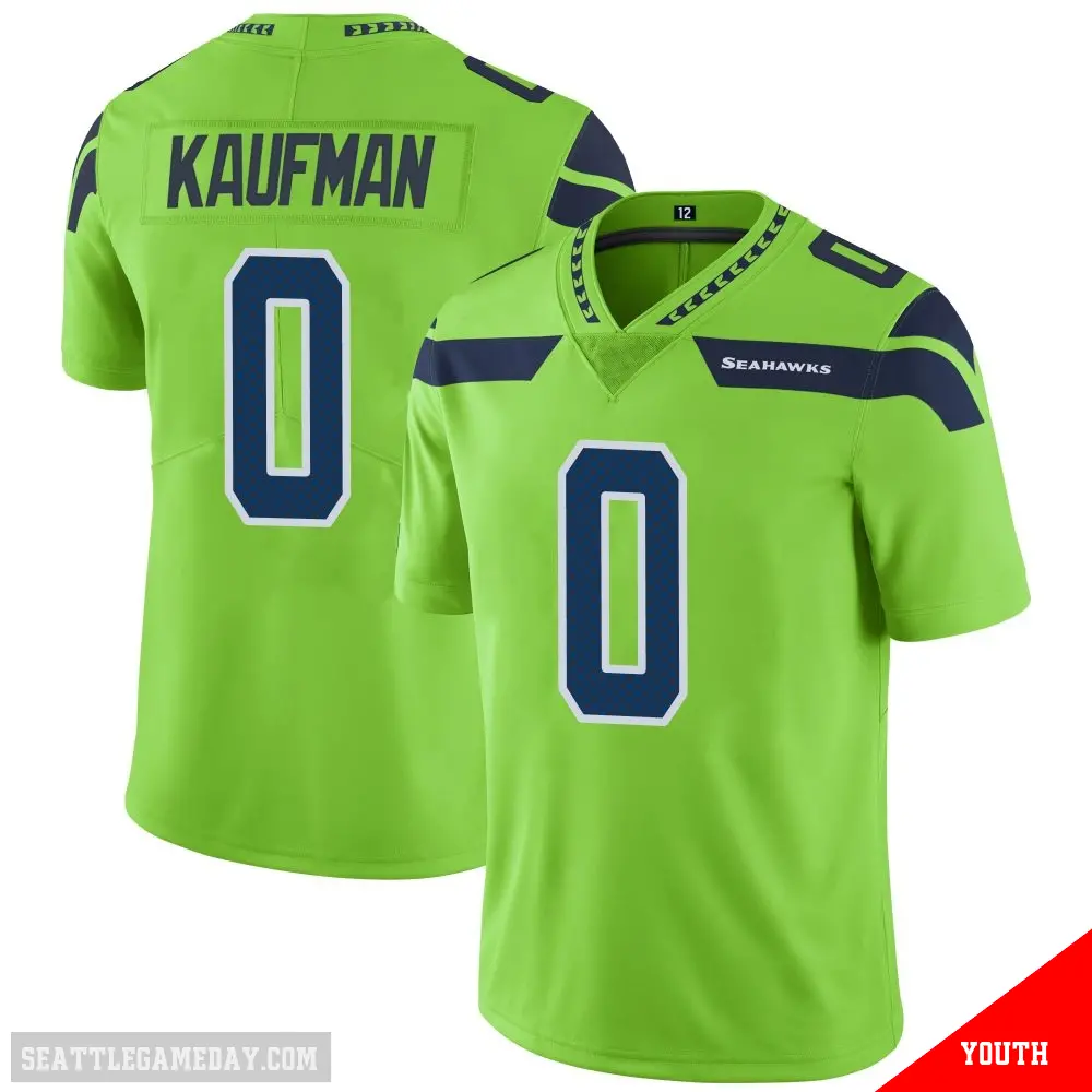 ＃0 Youth DK Kaufman Green Limited Seattle Seahawks Color Rush Neon Jersey