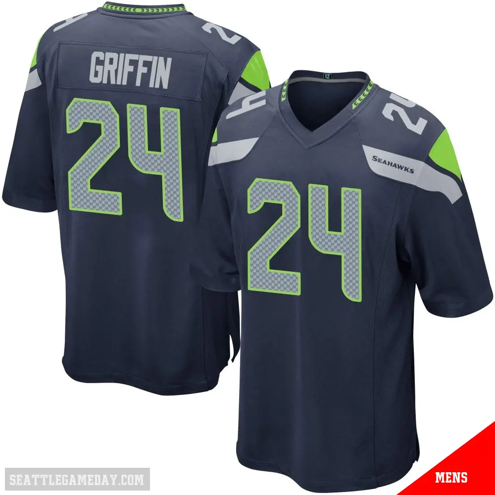 ＃24 Men's Shaquill Griffin Navy Game Seattle Seahawks Team Color Jersey