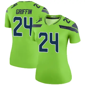＃24 Women's Shaquill Griffin Green Legend Seattle Seahawks Color Rush Neon Jersey