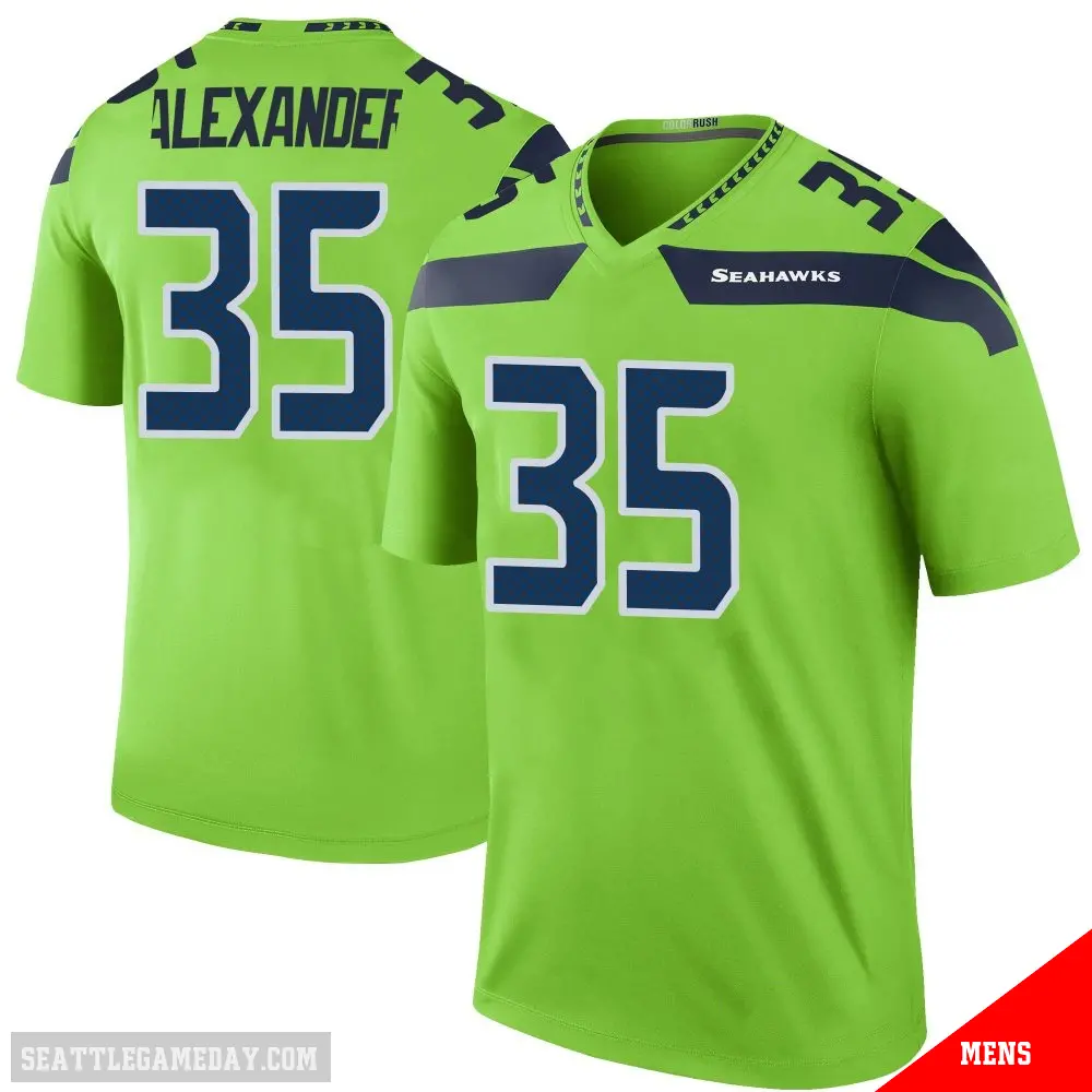 ＃35 Men's Kam Alexander Green Legend Seattle Seahawks Color Rush Neon Jersey