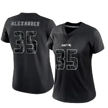 ＃35 Women's Kam Alexander Black Limited Seattle Seahawks Reflective Jersey