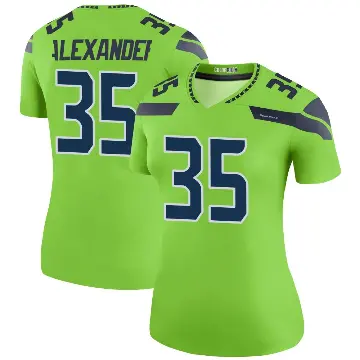 ＃35 Women's Kam Alexander Green Legend Seattle Seahawks Color Rush Neon Jersey