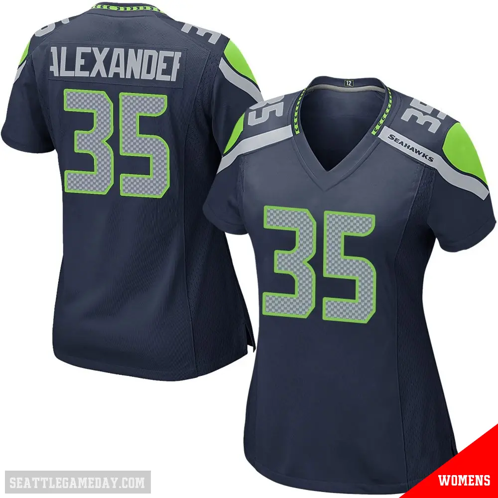 ＃35 Women's Kam Alexander Navy Game Seattle Seahawks Team Color Jersey