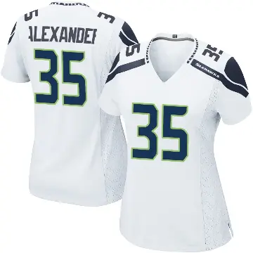 ＃35 Women's Kam Alexander White Game Seattle Seahawks Jersey