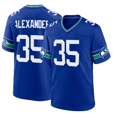 ＃35 Youth Kam Alexander Royal Game Seattle Seahawks Throwback Jersey
