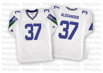 ＃37 Men's Shaun Alexander White Authentic Seattle Seahawks Mitchell And Ness Throwback Jersey