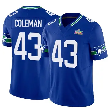 ＃43 Men's Seth Coleman Royal Limited Seattle Seahawks Throwback Vapor F.U.S.E. Super Bowl LX Patch Jersey