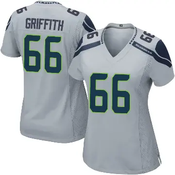 ＃66 Women's Thor Griffith Gray Game Seattle Seahawks Alternate Jersey