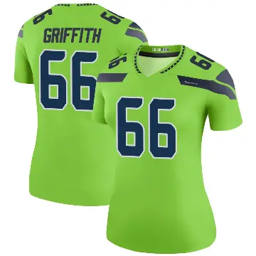 ＃66 Women's Thor Griffith Green Legend Seattle Seahawks Color Rush Neon Jersey