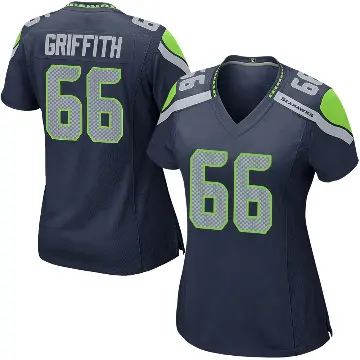 ＃66 Women's Thor Griffith Navy Game Seattle Seahawks Team Color Jersey