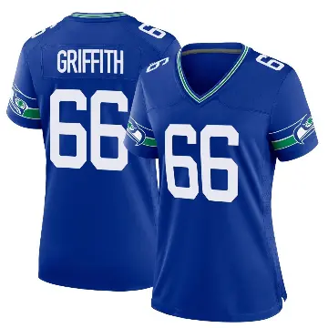 ＃66 Women's Thor Griffith Royal Game Seattle Seahawks Throwback Jersey