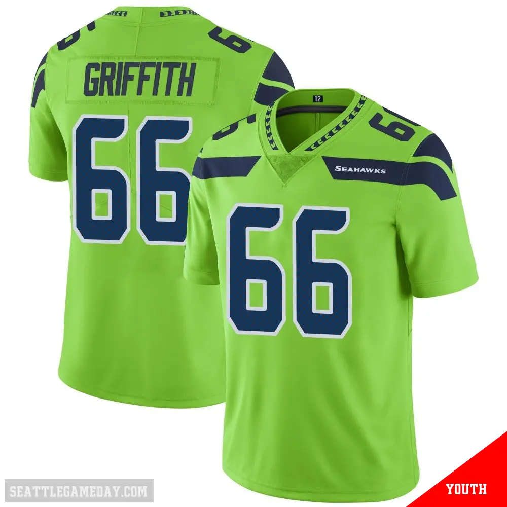 ＃66 Youth Thor Griffith Green Limited Seattle Seahawks Color Rush Neon Jersey