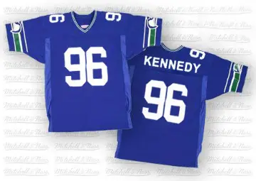 ＃96 Men's Cortez Kennedy Blue Authentic Seattle Seahawks Mitchell And Ness Hall of Fame 2012 Throwback Jersey