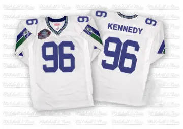 ＃96 Men's Cortez Kennedy White Authentic Seattle Seahawks Mitchell And Ness Hall of Fame 2012 Throwback Jersey