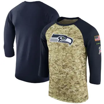 Men's Camo/College Legend Seattle Seahawks Navy Salute to Service 2017 Sideline Performance Three-Quarter Sleeve T-Shirt